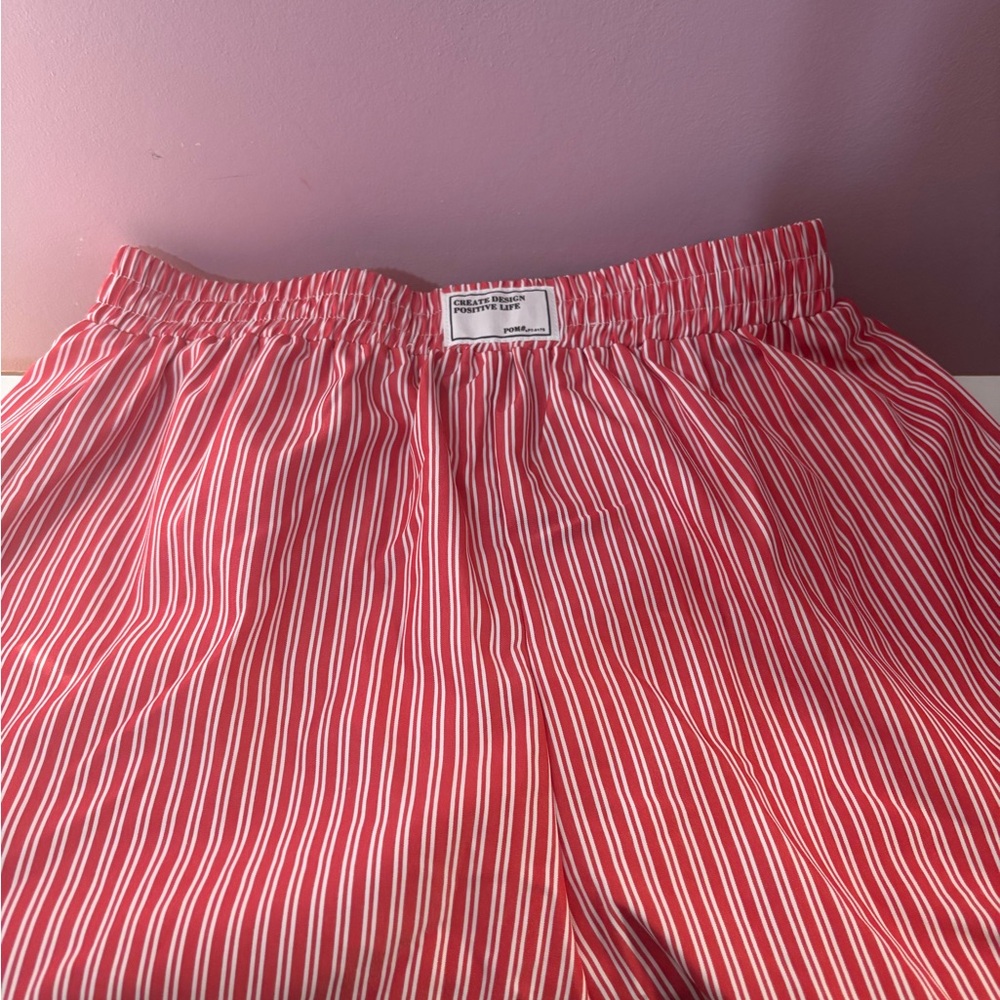 SHEIN Red and White Striped Kids Shorts